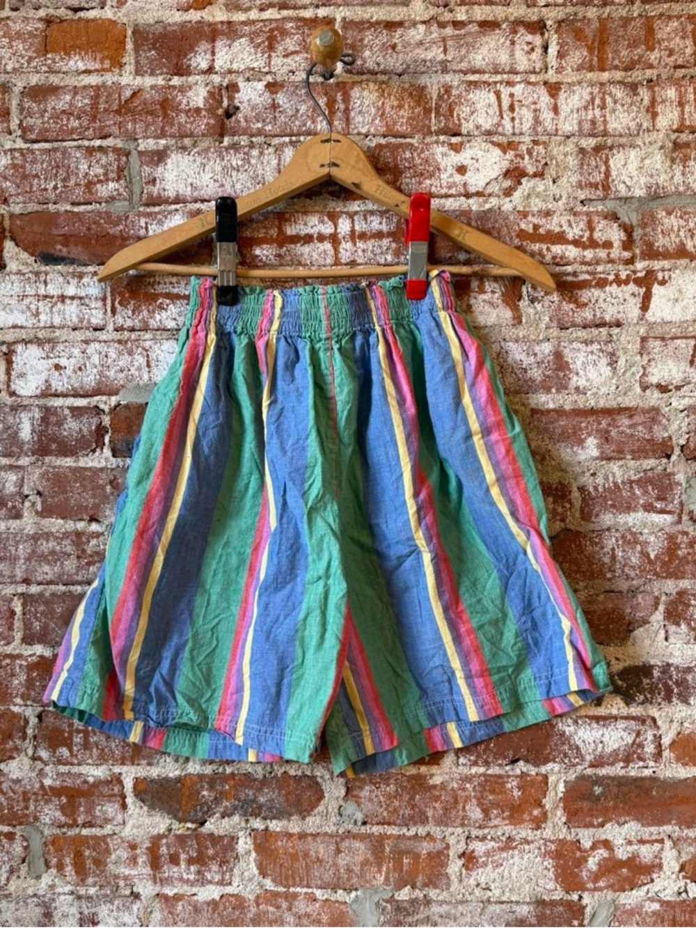 Vintage-Inspired Multicolor Striped Cotton Shorts
